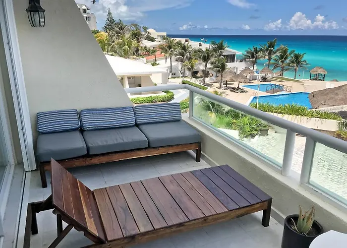 Ocean View Terrace 1 bdr Apartment Beach Front Condo Brisas 4101 Cancun Zona Hotelera